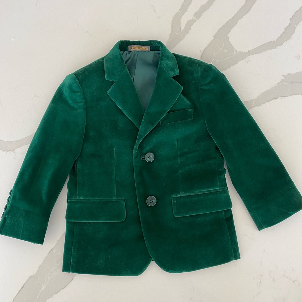 Vintage 90’s  Spring Notion emerald green Velvet Blazer Jacket